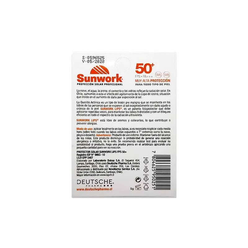 BALSAMO LABIAL SUNWORK FPS-50