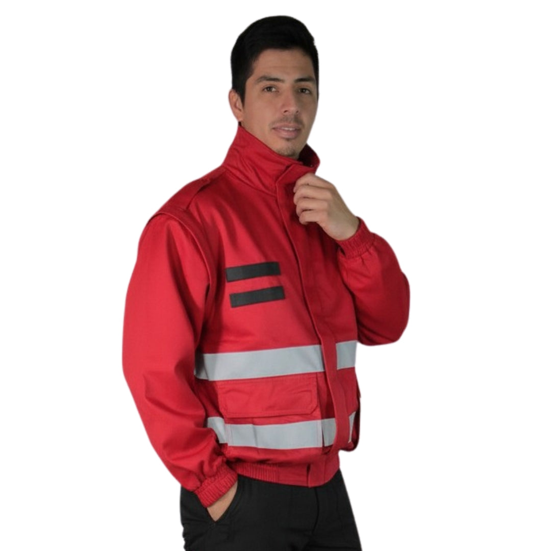 CHAQUETA VIGILANTE M/DESM.ROJO C/MALLA