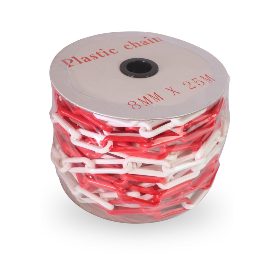 ROLLO CADENA PLASTICO ROJO/BLANCO 50 MTS (CERRADO)