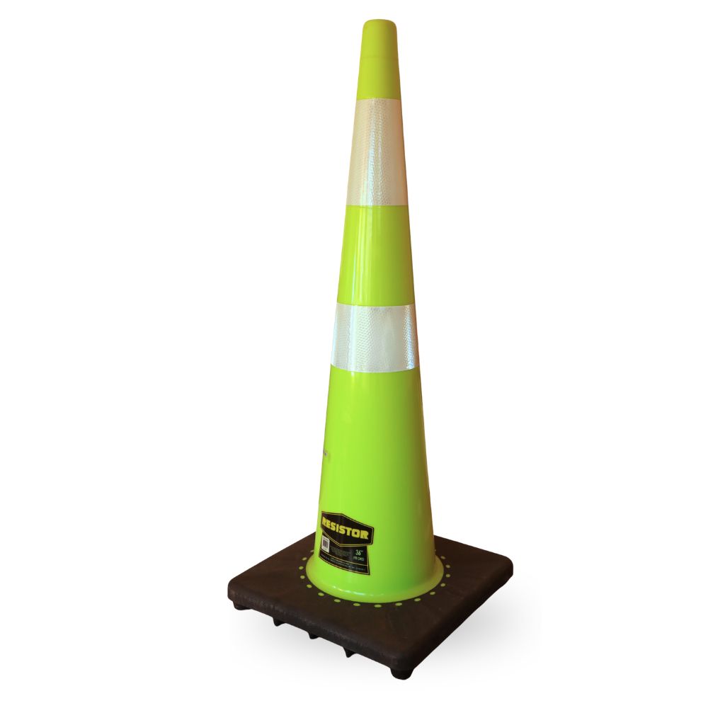 CONO PVC REFLECTANTE VERDE 36 (BASE NEGRA)
