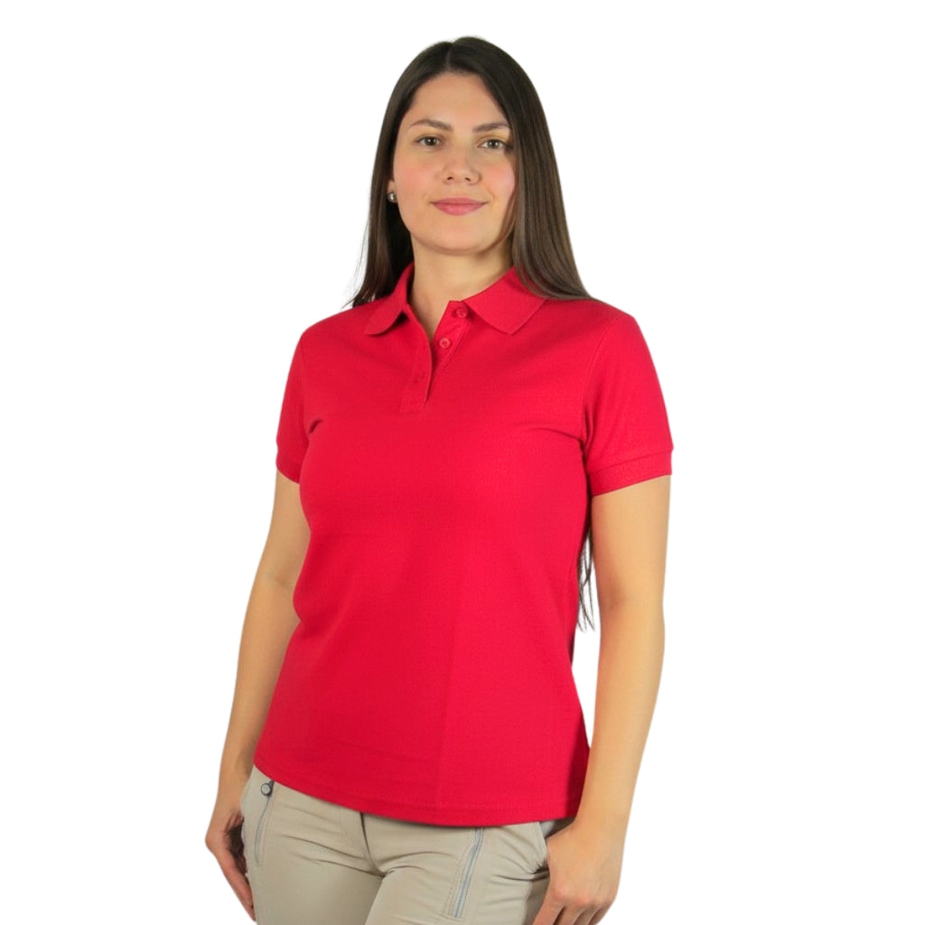 POLERA PIQUE IMPORTACION ROJO DAMA